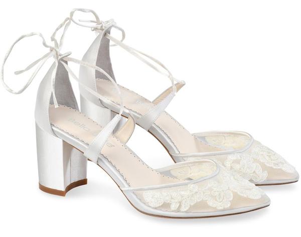 Block Heel Lace Wedding Shoes | Bella Bel