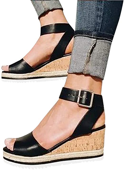 Amazon.com: Gyouanime Women Ankle Strap Platform Wedges Sandals .