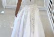 Gorgeous Prom Gown,A-Line Prom Dress,V-Neck Prom Dress,White Prom .