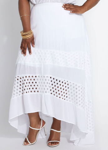 Buy: Gauze & Lace Maxi Skirt White - Jeans - Ashley Stewa