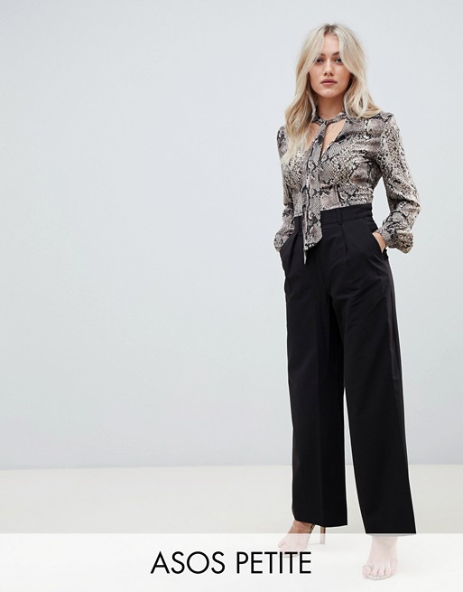 ASOS DESIGN Petite wide leg pants with pleat detail | AS