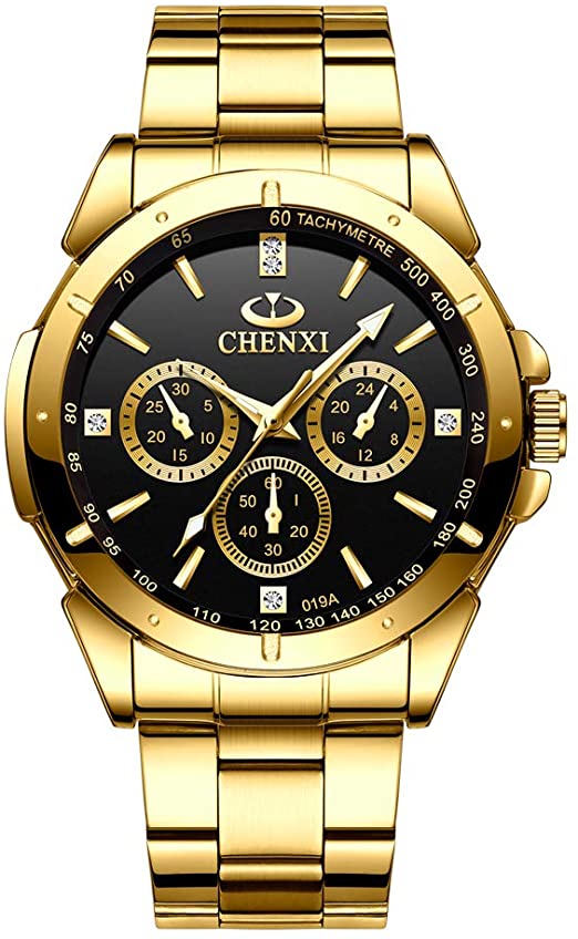 Amazon.com: Gold Men's Luxury Wrist Watches for Man,Black Face .